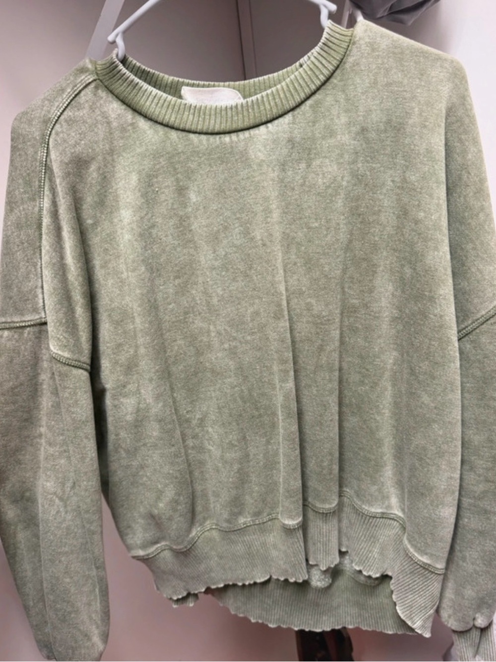 Zenana Outfitters Washed Sage Green Crewneck Sweater